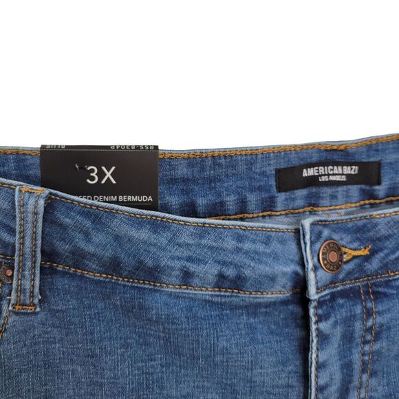 American Bazi Distressed Denim Bermuda Blue Wash Women's 3X RSS-8304P - Picture 3 of 5